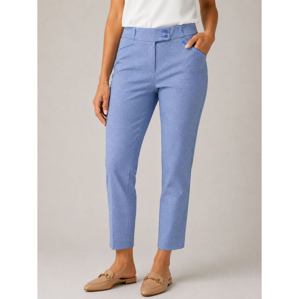 The Limited Blue Geometric Ankle Pants 8 100% Cotton Career Interview Outfit